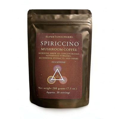 Spiriccino Natural Mushroom Coffee Substitute for Adrenal and Focus Support pouch.