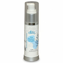pump bottle of Skin Sorcery Chic Moisture Complex with blue and white label on a white background