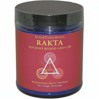 Rakta - TCM Herbs for Blood and Energy in a premium herbal supplement jar.