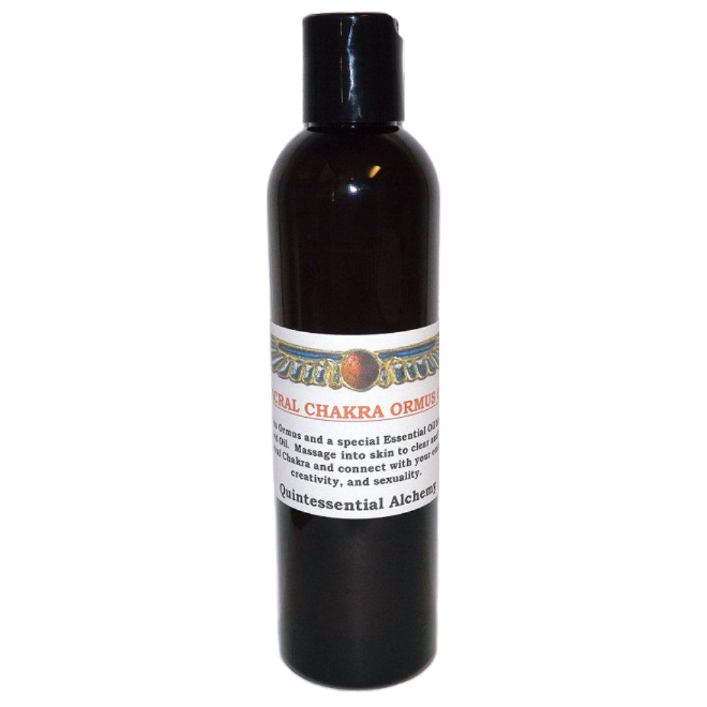 Sacral Chakra Ormus Oil 120ml bottle with a label on a white background