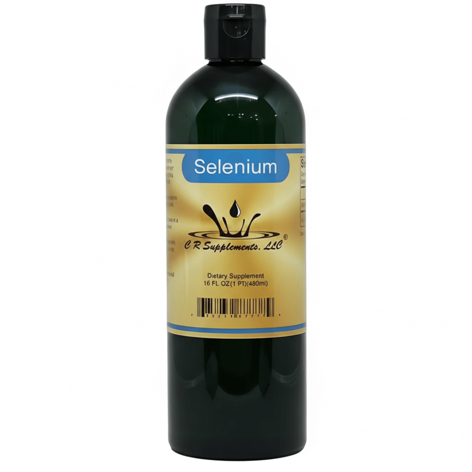 Selenium Ionic Liquid Mineral supplement bottle by CR Supplements, 16 FL OZ, promoting antioxidant and thyroid health.