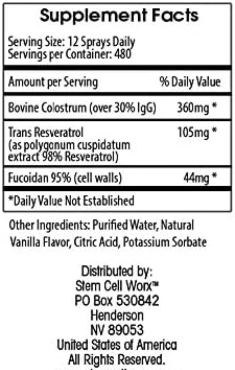 Supplement facts label with detailed nutritional information and branding details.