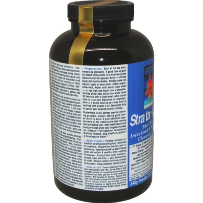 Strata-Flora Superfood Probiotics supplement bottle designed for gut health and vitality.