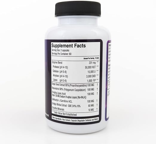 Daily Antioxidant Enzyme by Allegany Nutrition - Supplement Facts Comprehensive Antioxidant Defense, 120 vegetarian capsules.
