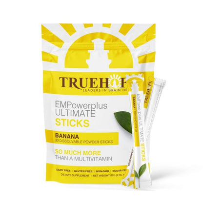 TrueHot EMPowerplus Ultimate Sticks Banana packaging with a banana flavor on a white background