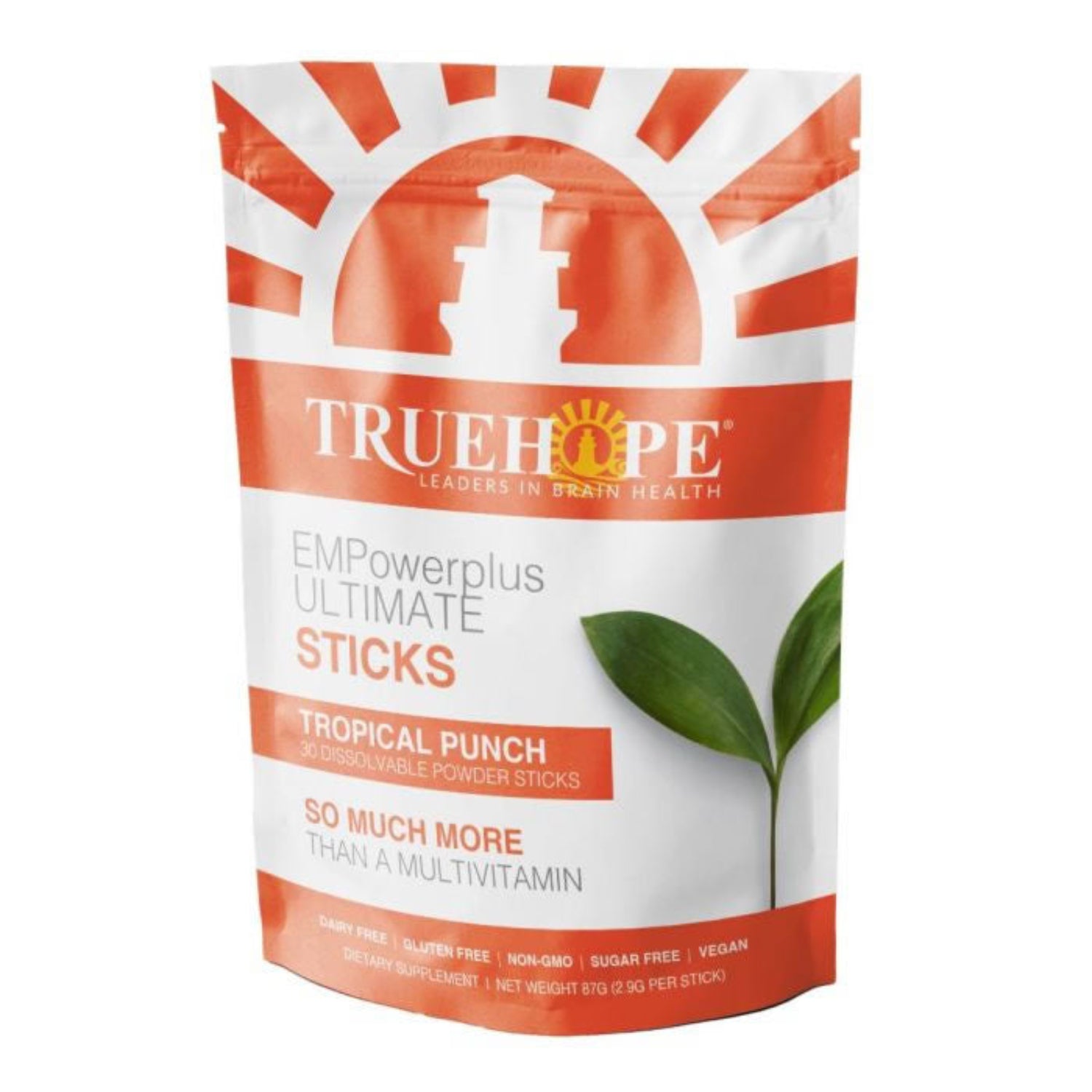 TrueHope Empowerplus Ultimate Sticks Tropical Punch packaging with a red and white design.