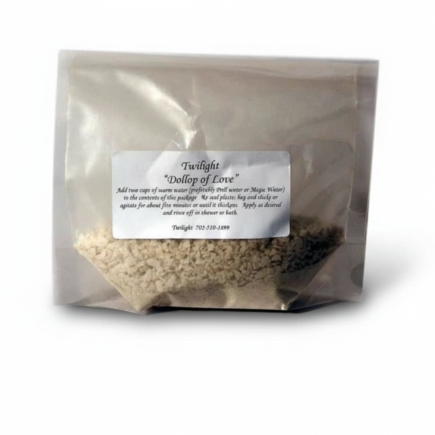 Package of 'Twilight Dollop of Love' with a label on a white background