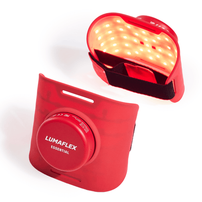 Red Lumaflex essential light on a white background
