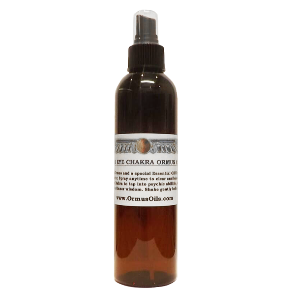 Brown Third Eye Chakra Ormus Mist 120ml bottle with label on a white background