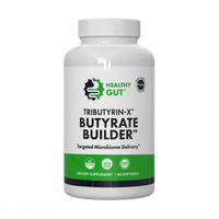 Tributyrin-X - Postbiotic for Digestive Health in dietary supplement bottle with 90 softgels.