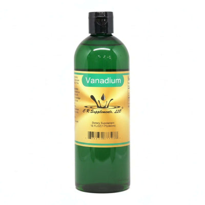 Vanadium dietary supplement bottle for metabolic and cardiovascular support by CR Supplements.