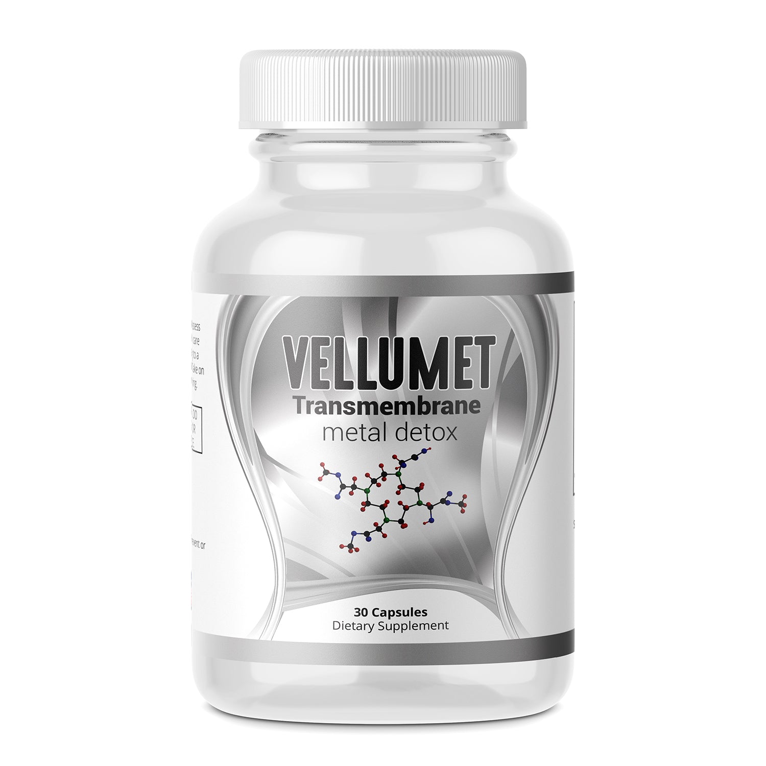 Vellumet - Lipid Soluble Heavy Metal Detox supplement bottle with 30 capsules for metal detoxification support.