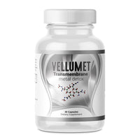Vellumet - Lipid Soluble Heavy Metal Detox supplement bottle with 30 capsules for metal detoxification support.