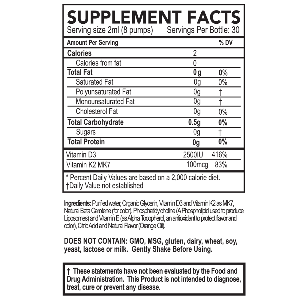 Supplement facts label with nutritional information on a white background
