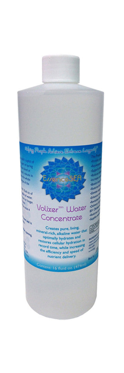 Bottle of Volzer Water Concentrate with blue label on a white background