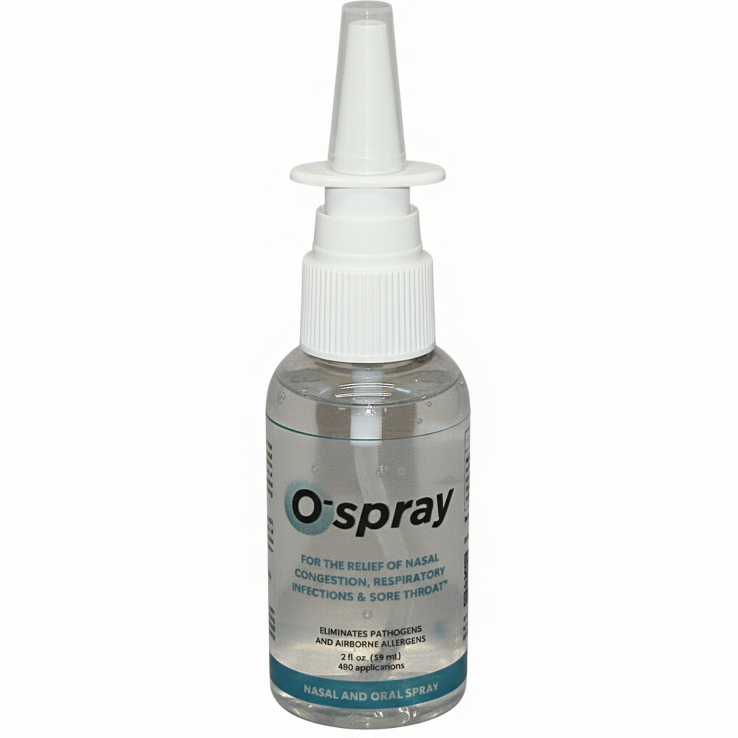 O-spray nasal spray bottle on a white background
