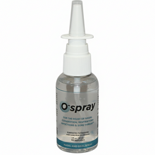 O-spray nasal spray bottle on a white background