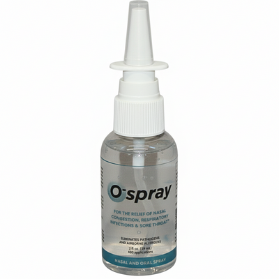 O-spray nasal spray bottle on a white background