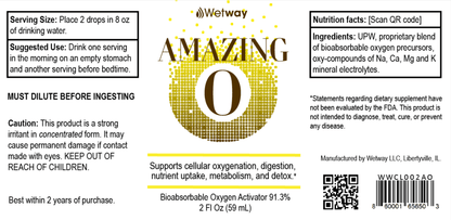 Label of Wetway Amazing O supplement with text and branding