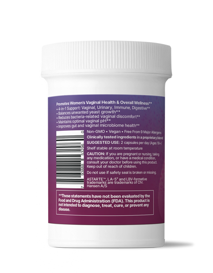 Vaginal Balance product container promoting Support for Healthy Vaginal pH Balance and women's health.