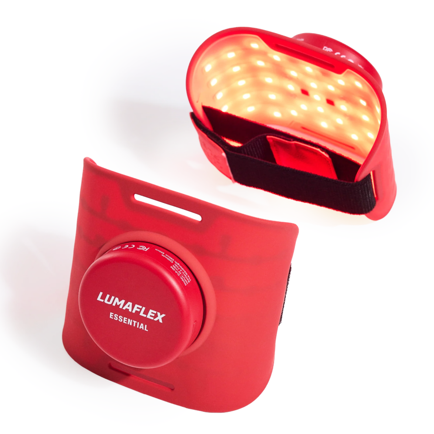 Red Lumaflex essential light on a white background