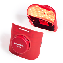 Red Lumaflex essential light on a white background