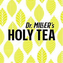 Dr. Miller's Holy Tea featuring a vibrant leaf pattern, promoting Natural Colon and Liver Detox.