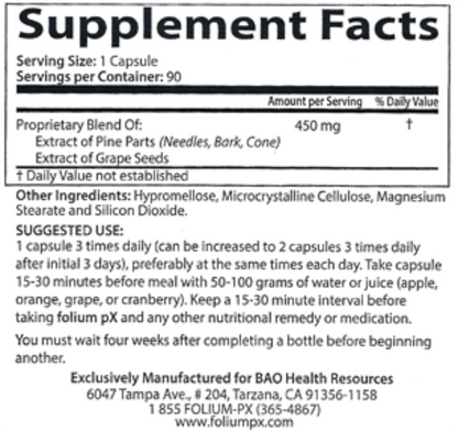 pX Super Antioxidant Supplement label with detailed ingredient list and manufacturing information.