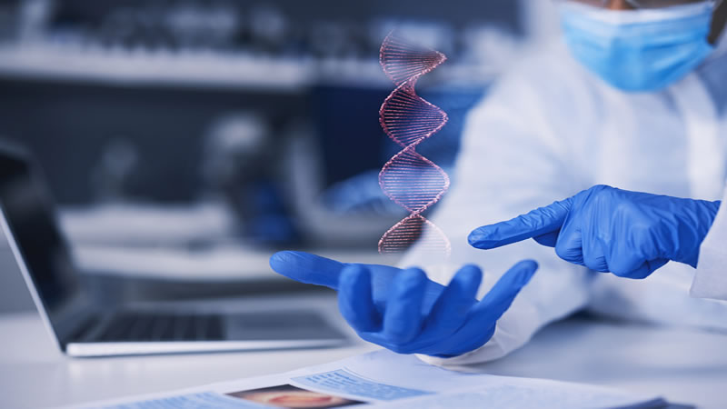 DNA held in lab tech's hands