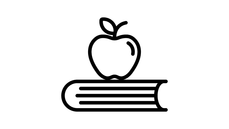 apple on a book
