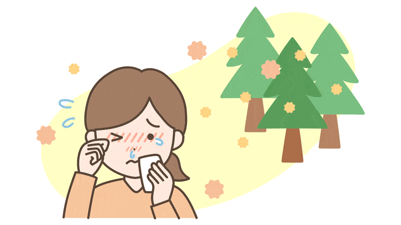 Girl sore eyes runny nose from nature