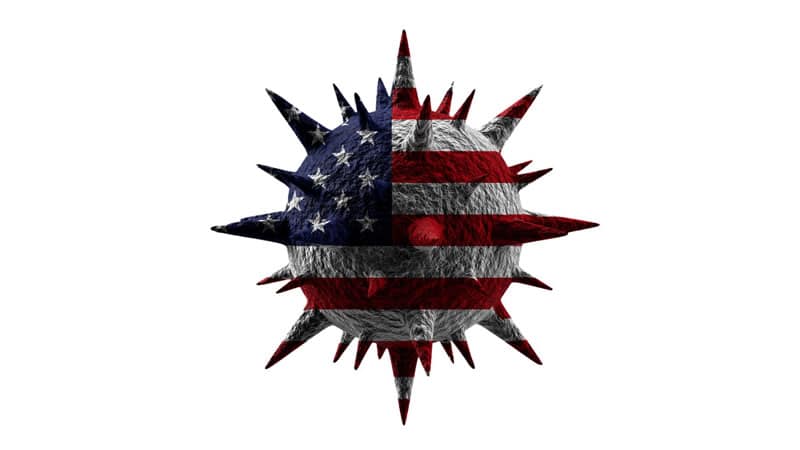 USA flag on virus